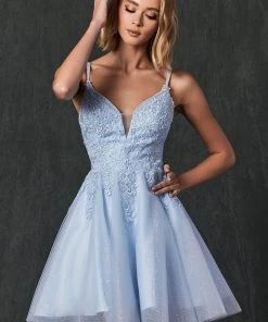 Embroidered Short Glitter Dress By Juliet 857 New