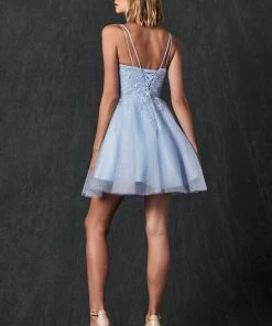 Embroidered Short Glitter Dress By Juliet 857 New