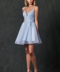 Embroidered Short Glitter Dress By Juliet 857 New