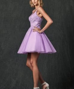 Embroidered Short Glitter Dress By Juliet 857 New