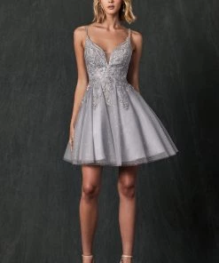 Embroidered Short Glitter Dress By Juliet 857 New