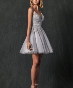 Embroidered Short Glitter Dress By Juliet 857 New