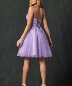 Floral Applique Short Sleeveless Dress By Juliet 860