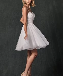 Floral Applique Short Sleeveless Dress By Juliet 860