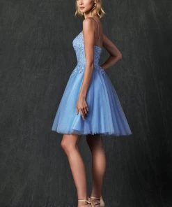 Floral Applique Short Sleeveless Dress By Juliet 860