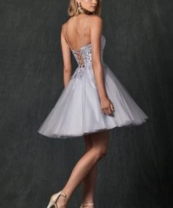 Floral Applique Short Sleeveless Dress By Juliet 860