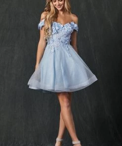 3D Floral Short Off Shoulder Dress By Juliet 861 New