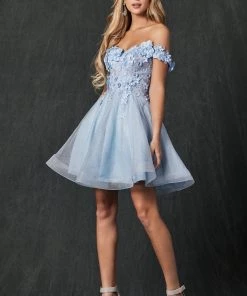 3D Floral Short Off Shoulder Dress By Juliet 861 New