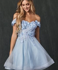 3D Floral Short Off Shoulder Dress By Juliet 861 New