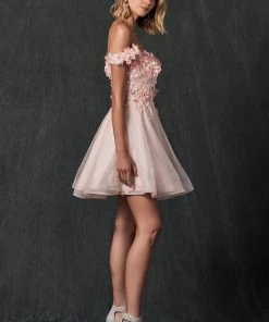 3D Floral Short Off Shoulder Dress By Juliet 861 New