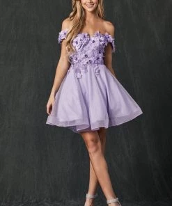 3D Floral Short Off Shoulder Dress By Juliet 861 New