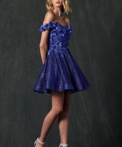 3D Floral Short Off Shoulder Dress By Juliet 861 New