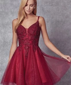 Embroidered Short Glitter Dress By Juliet 857 New