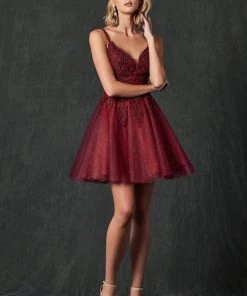 Embroidered Short Glitter Dress By Juliet 857 New