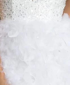 New Short V-Neck Feather Dress By Nox Anabel R757W