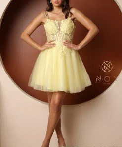 Short Floral Embroidered Dress By Nox Anabel T724 New