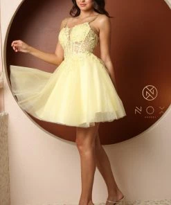 Short Floral Embroidered Dress By Nox Anabel T724 New