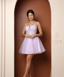 Short Floral Embroidered Dress By Nox Anabel T724 New