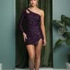 New Short One Shoulder Sequin Dress By Nox Anabel S776