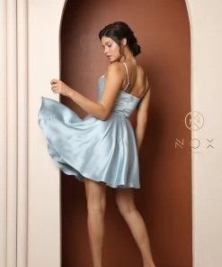 Short Cowl Satin Dress By Nox Anabel R759 New 35 Short Cowl Satin Dress By Nox Anabel R759 New