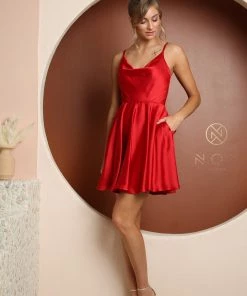 Short Cowl Satin Dress By Nox Anabel R759 New 36 Short Cowl Satin Dress By Nox Anabel R759 New