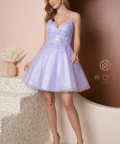 Embroidered Short V-Neck Dress By Nox Anabel E777 New 14 Embroidered Short V-Neck Dress By Nox Anabel E777 New