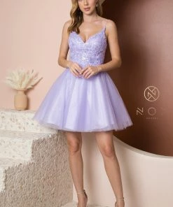 Embroidered Short V-Neck Dress By Nox Anabel E777 New 15 Embroidered Short V-Neck Dress By Nox Anabel E777 New