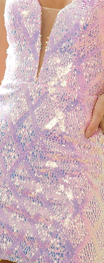 Short V-Neck Sequin Dress By Nox Anabel R755 New 7 Short V-Neck Sequin Dress By Nox Anabel R755 New