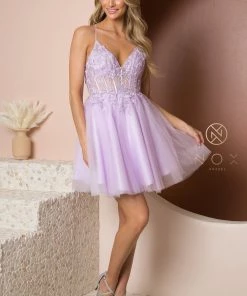 Embroidered Short Lace-Up Dress By Nox Anabel T739 New