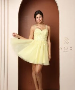 Short Embroidered Glitter Dress By Nox Anabel T744 New 14 Short Embroidered Glitter Dress By Nox Anabel T744 New