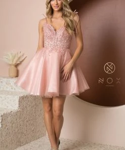 Beaded Short A-line Dress By Nox Anabel F732