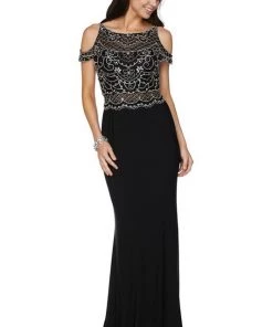 Prom Beaded Long Cold Shoulder Fitted Dress By Juliet 660