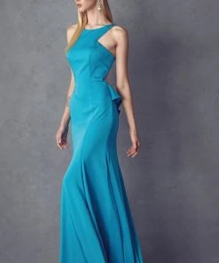 Fitted Sleeveless Gown With Ruffled Back By Juliet 645 Prom