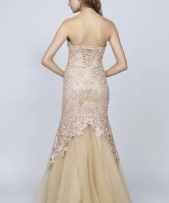 Prom Embroidered Strapless Mermaid Dress By Juliet 644