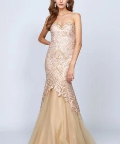 Prom Embroidered Strapless Mermaid Dress By Juliet 644