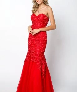 Prom Embroidered Strapless Mermaid Dress By Juliet 644