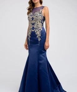 Embellished Sleeveless Mermaid Gown By Juliet 623