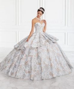 2 Piece Strapless Floral Print Quinceanera Dress By House Of Wu 26947