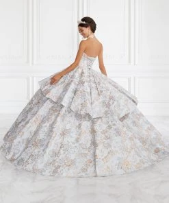 2 Piece Strapless Floral Print Quinceanera Dress By House Of Wu 26947