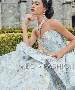 2 Piece Strapless Floral Print Quinceanera Dress By House Of Wu 26947