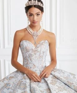 2 Piece Strapless Floral Print Quinceanera Dress By House Of Wu 26947