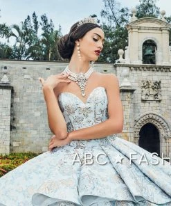 2 Piece Strapless Floral Print Quinceanera Dress By House Of Wu 26947