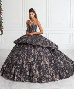 2 Piece Strapless Floral Print Quinceanera Dress By House Of Wu 26947