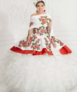 LA Glitter By House Of Wu 3-Piece Floral Charro Quinceanera Dress By LA Glitter 24075 Quinceañera