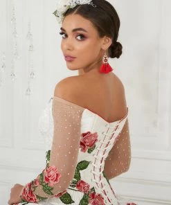 LA Glitter By House Of Wu 3-Piece Floral Charro Quinceanera Dress By LA Glitter 24075 Quinceañera