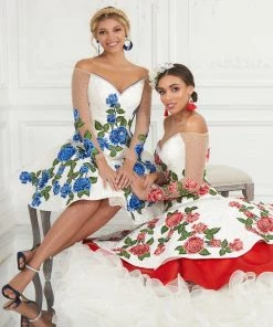 LA Glitter By House Of Wu 3-Piece Floral Charro Quinceanera Dress By LA Glitter 24075 Quinceañera