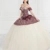 LA Glitter By House Of Wu Quinceañera 3 Piece Strapless Jacquard Quinceanera Dress By LA Glitter 24065