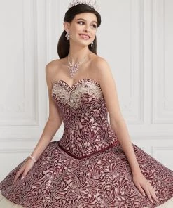 LA Glitter By House Of Wu Quinceañera 3 Piece Strapless Jacquard Quinceanera Dress By LA Glitter 24065