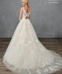 Florencia By Mary's Bridal Wedding Dresses 3/4 Length Sleeve A-Line Bridal Gown By Mary's Bridal MB3119
