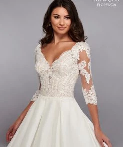 Florencia By Mary's Bridal Wedding Dresses 3/4 Length Sleeve Wedding Ballgown By Mary's Bridal MB3088